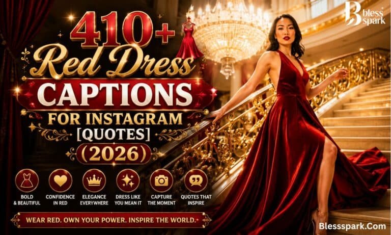 410+ Red Dress Captions for Instagram [Quotes] (2026)