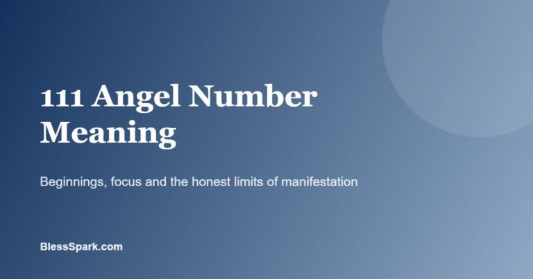 111 angel number meaning explained on a navy and pale blue background
