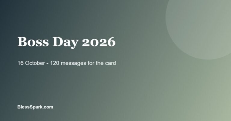 Boss Day 2026 messages for a card on a slate green background