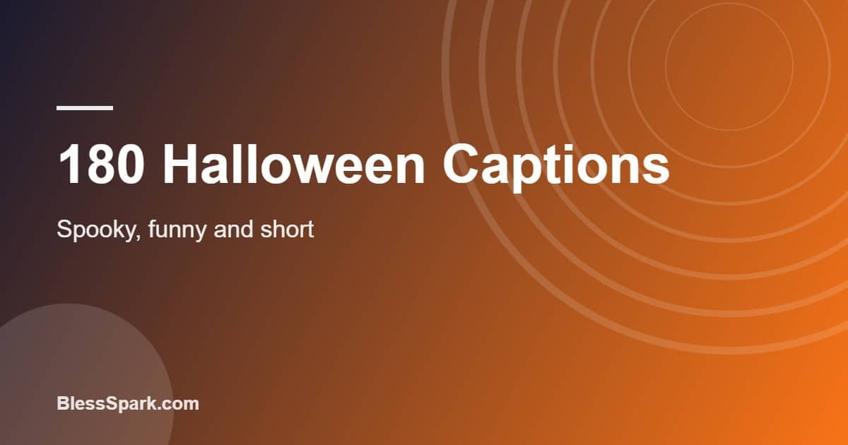 Halloween captions for Instagram over a dark orange spooky background