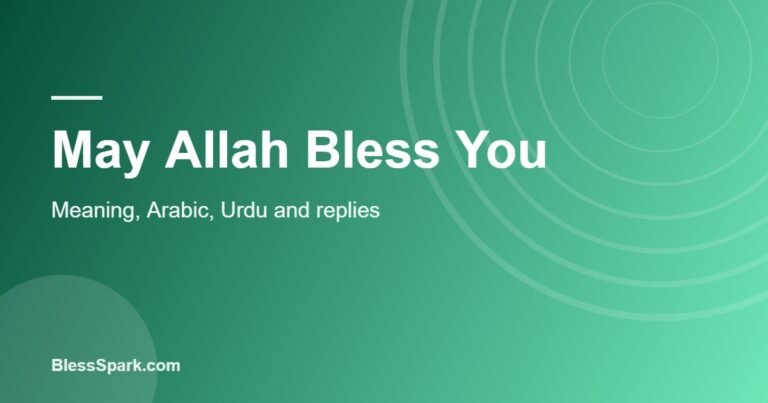 May Allah bless you written in English with its Arabic and Urdu forms