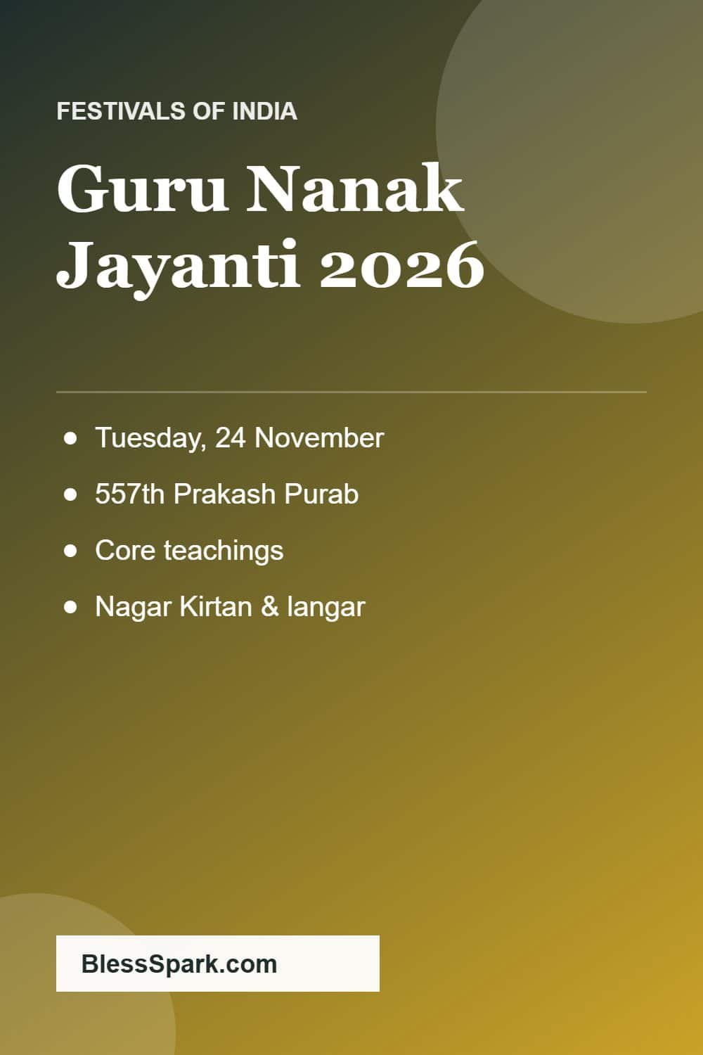 Guru Nanak Jayanti 2026 date and celebrations
