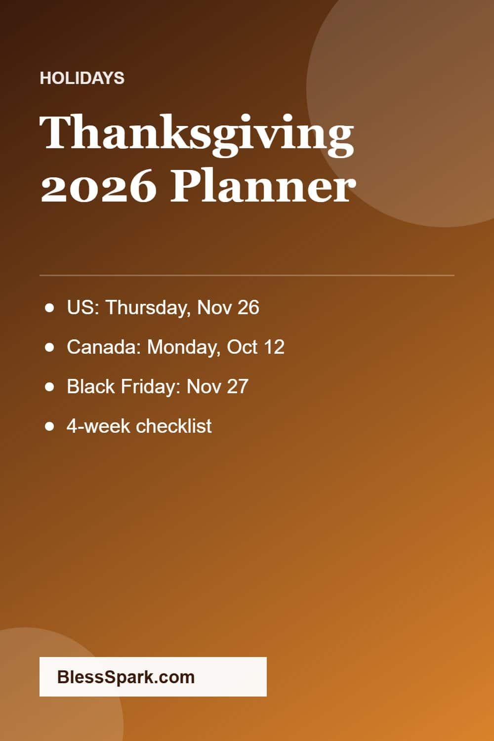 Thanksgiving 2026 date and planning checklist