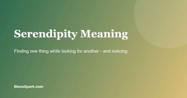 serendipity meaning explained on a green and gold background