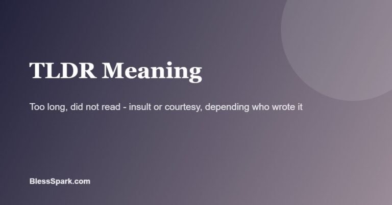 tldr meaning explained on a slate and mauve background